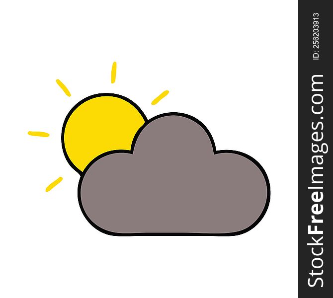 Cute Cartoon Sun And Storm Cloud