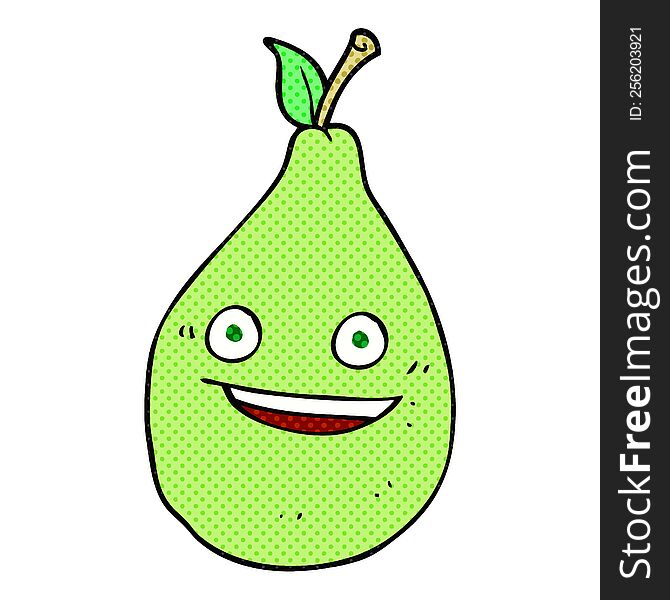 freehand drawn comic book style cartoon pear
