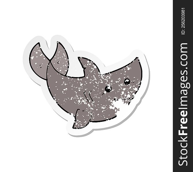distressed sticker of a cartoon shark