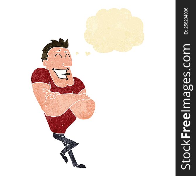 Cartoon Muscle Guy With Thought Bubble