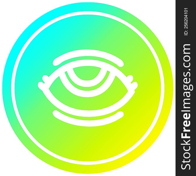 Eye Symbol Circular In Cold Gradient Spectrum