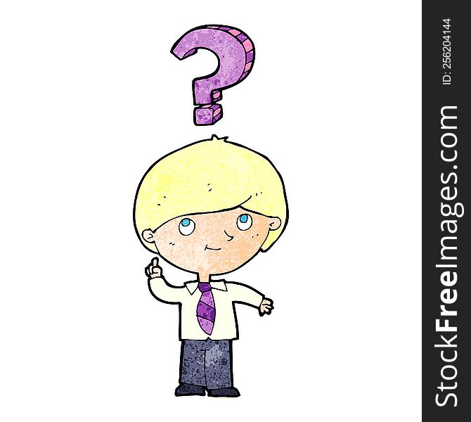 Cartoon School Boy With Question