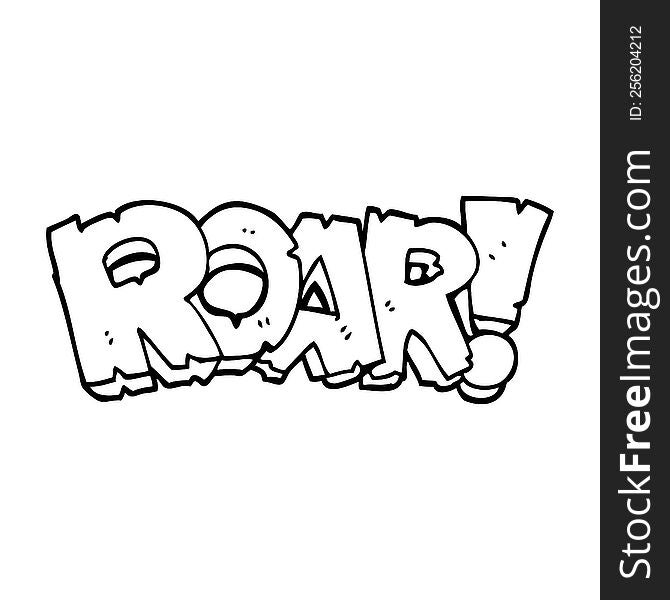 Line Drawing Cartoon Roar Text