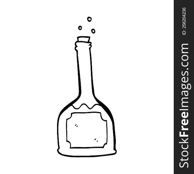 line drawing cartoon bottle of red wine