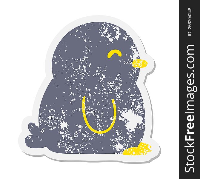 Cute Little Penguin Grunge Sticker