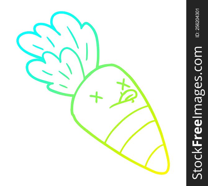 Cold Gradient Line Drawing Cartoon Dead Carrot