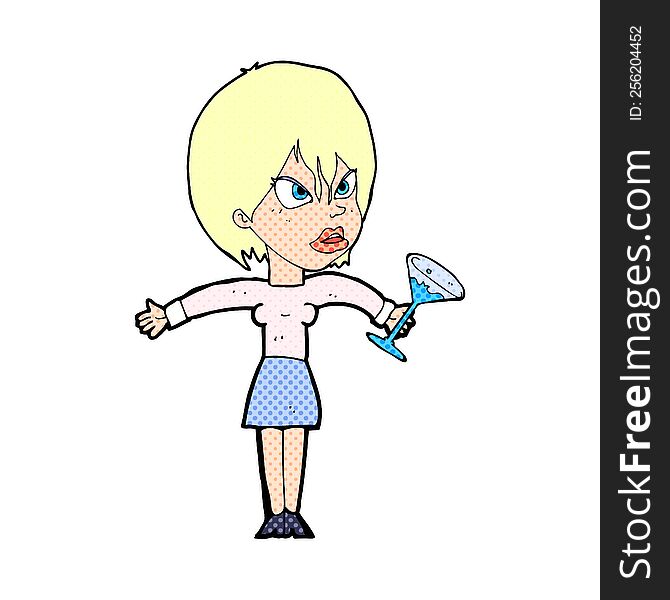 cartoon woman with drink
