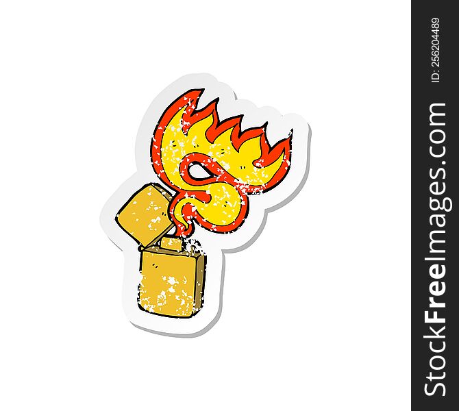 Retro Distressed Sticker Of A Cartoon Metal Lighter