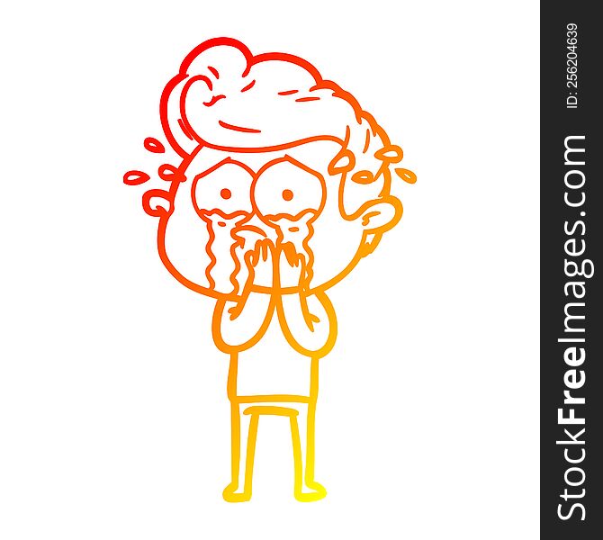 Warm Gradient Line Drawing Concerned Crying Man