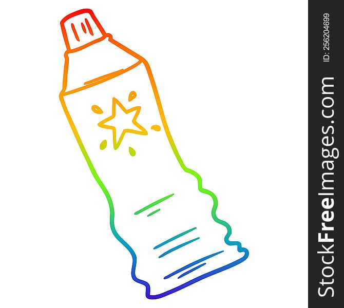 rainbow gradient line drawing of a cartoon tube of sunscreen lotion