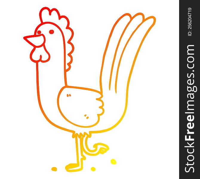 Warm Gradient Line Drawing Cartoon Rooster