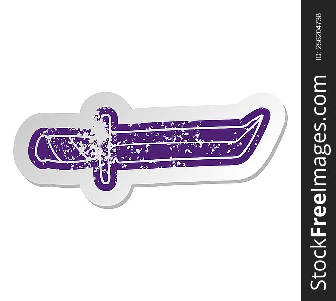 Distressed Old Sticker Of A Short Dagger