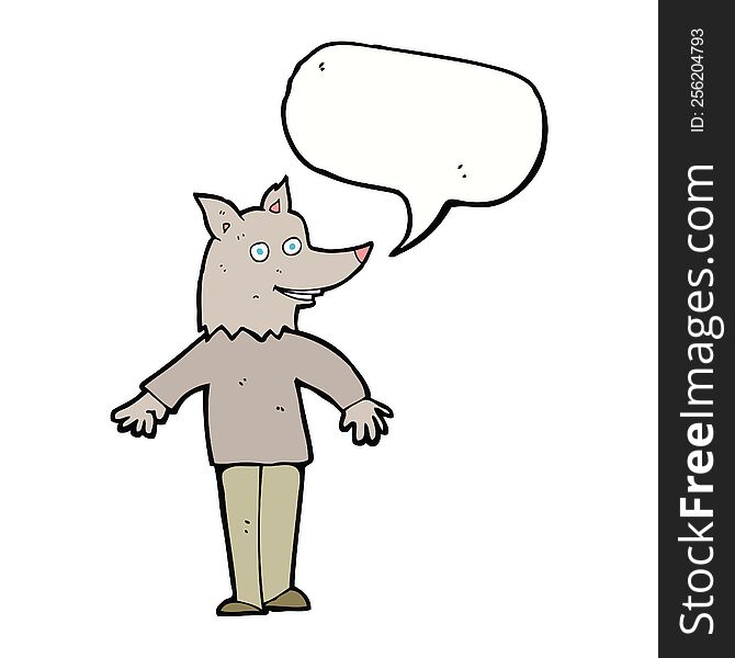 Cartoon Happy Werewolf With Speech Bubble