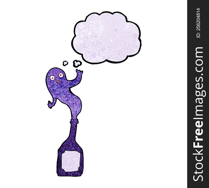 Cartoon Ghost In Bottle With Thought Bubble