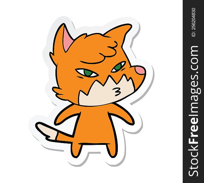 Sticker Of A Clever Cartoon Fox