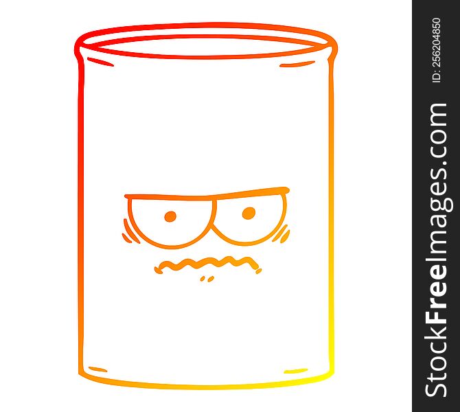 warm gradient line drawing of a cartoon oil drum