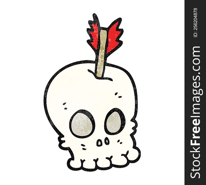 Textured Cartoon Skull With Arrow
