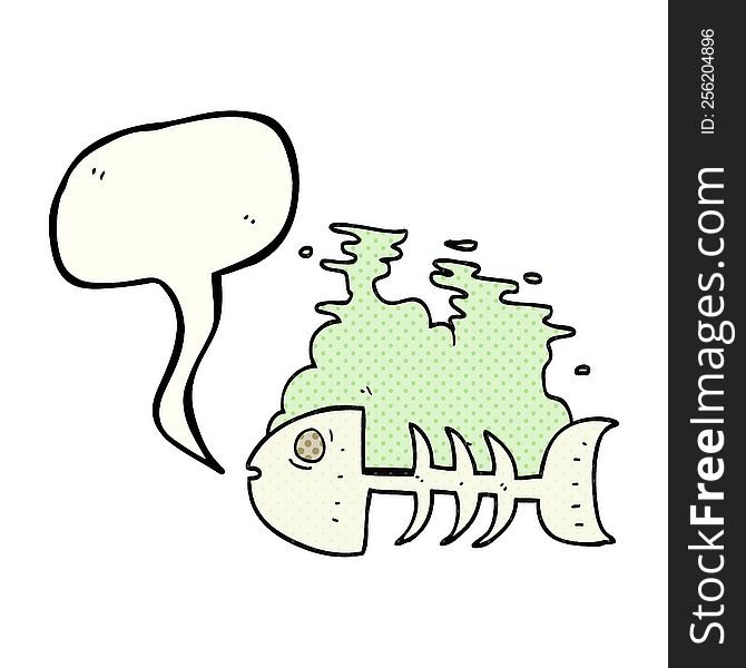 freehand drawn comic book speech bubble cartoon fish bones