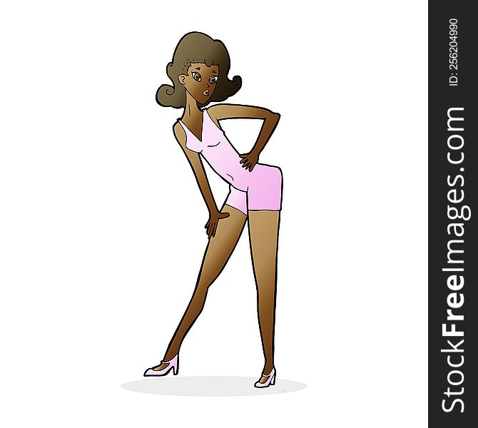 Cartoon Model Woman Posing