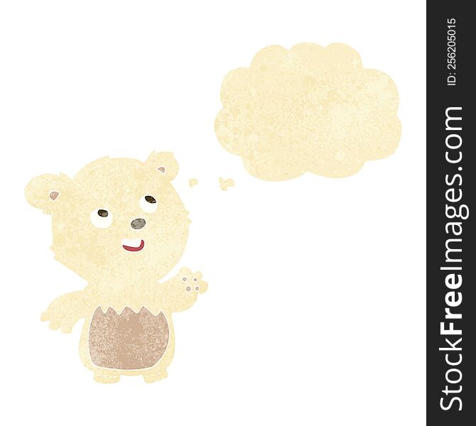 cartoon happy little teddy polar bear with thought bubble