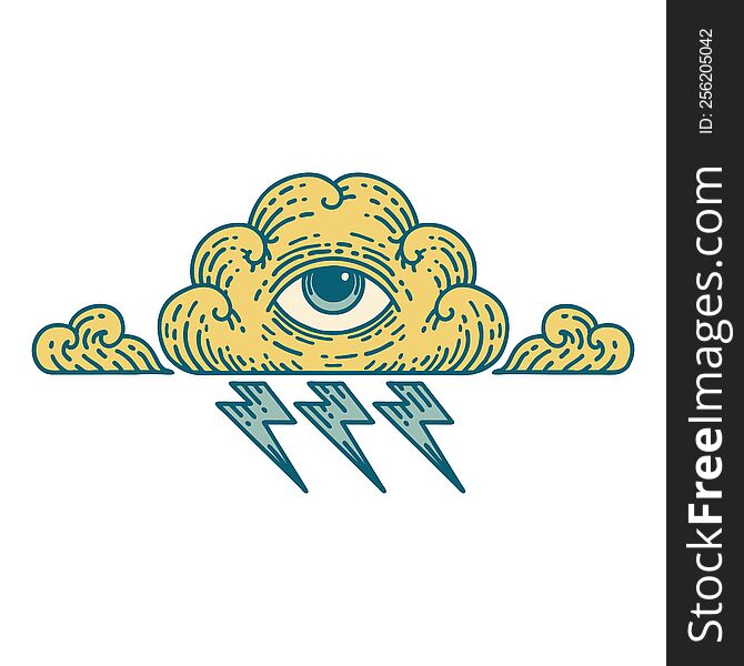 Tattoo Style Icon Of An All Seeing Eye Cloud