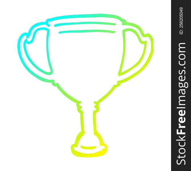 cold gradient line drawing of a cartoon sports trophy