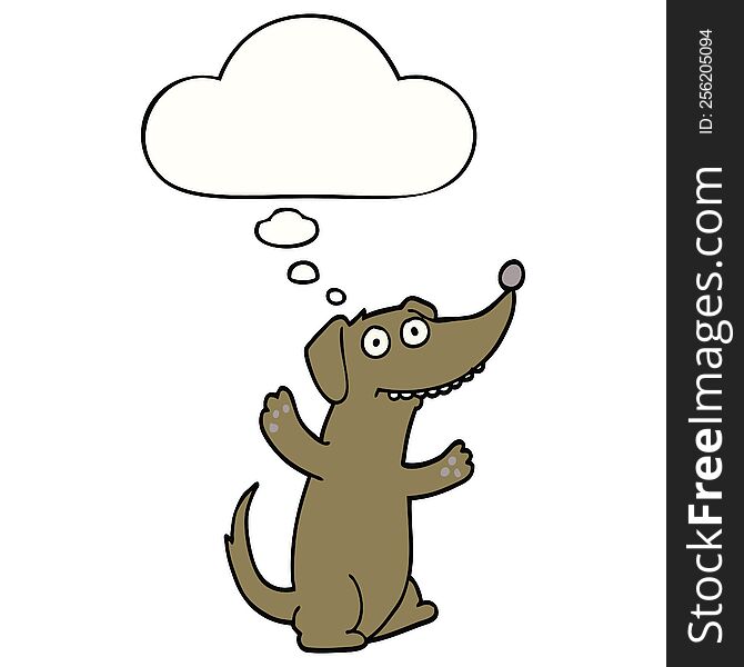 cartoon dog with thought bubble. cartoon dog with thought bubble