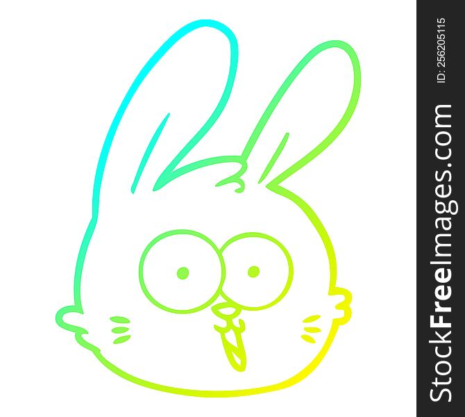 Cold Gradient Line Drawing Cartoon Rabbit Face