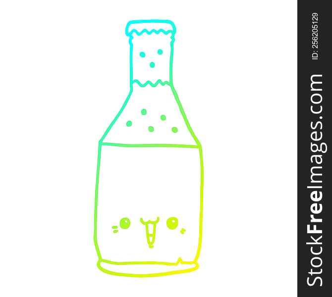 cold gradient line drawing of a cartoon beer bottle