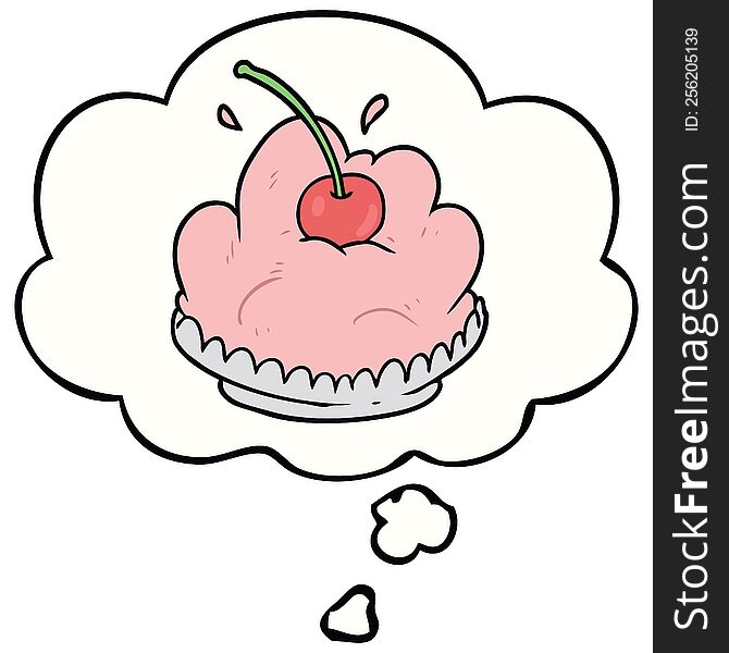 cartoon dessert with thought bubble. cartoon dessert with thought bubble