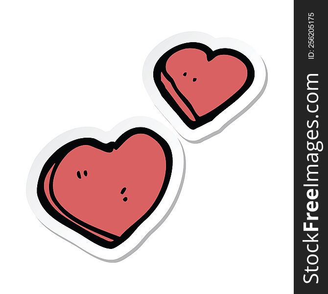 Sticker Of A Cartoon Love Hearts