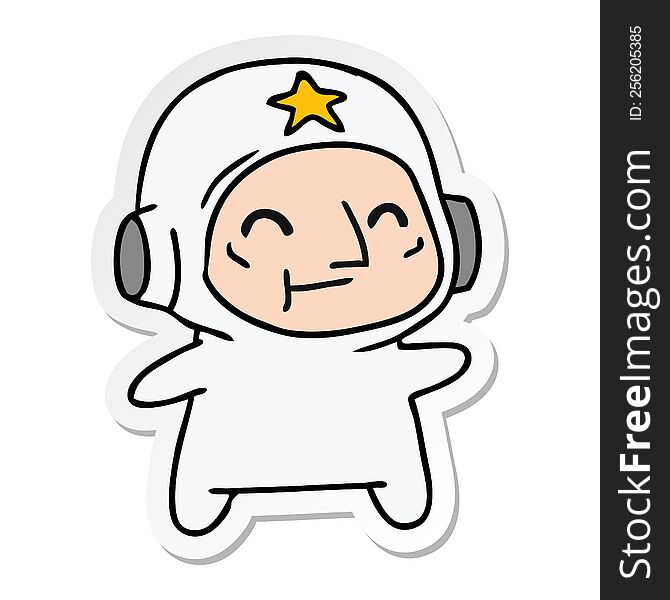 sticker cartoon of an older astronaut