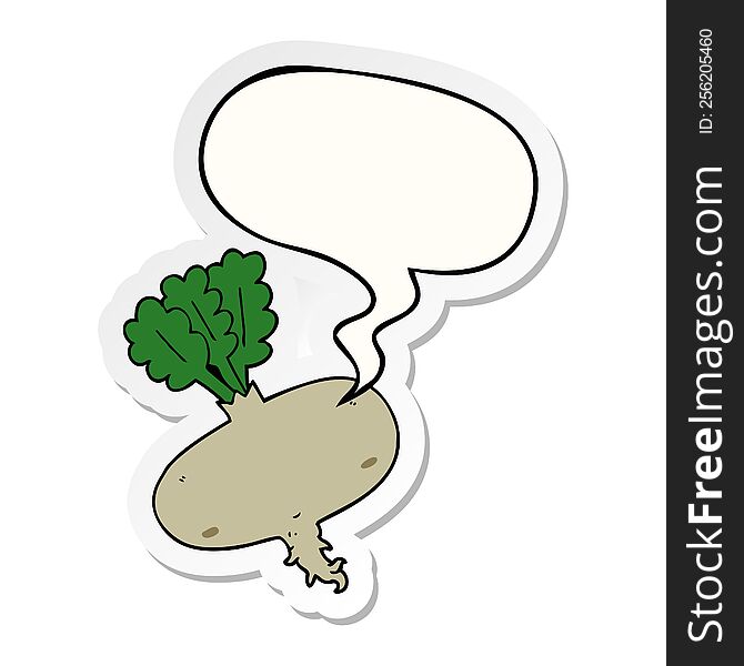 cartoon beetroot with speech bubble sticker. cartoon beetroot with speech bubble sticker