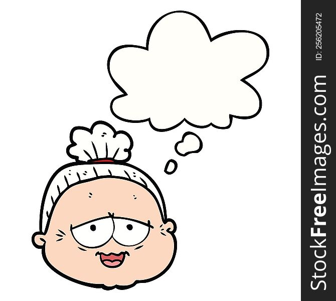 cartoon old lady with thought bubble. cartoon old lady with thought bubble