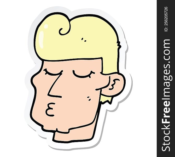 sticker of a cartoon handsome man