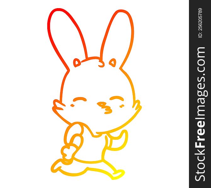 Warm Gradient Line Drawing Cartoon Running Rabbit