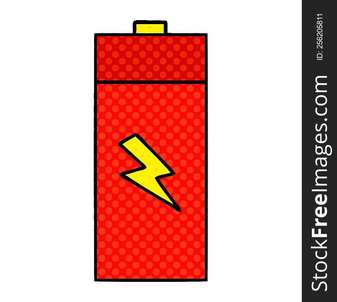 Comic Book Style Cartoon Electrical Battery