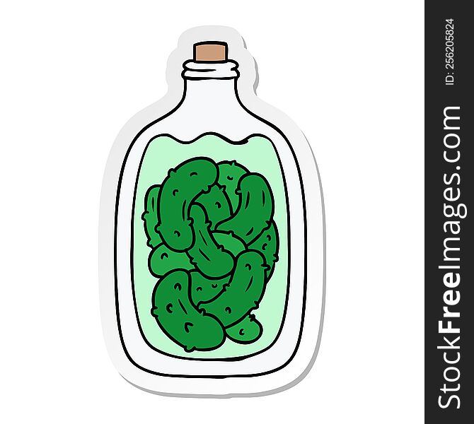 hand drawn sticker cartoon doodle jar of pickled gherkins