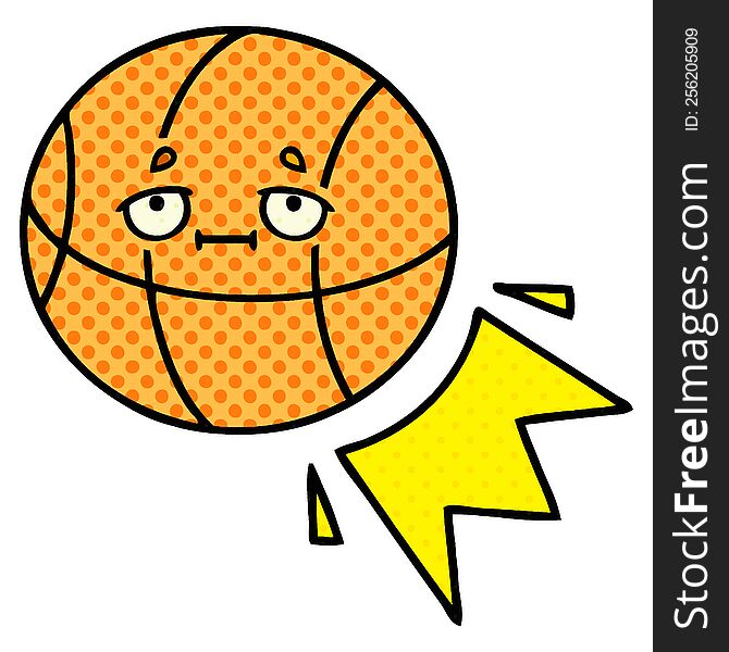 comic book style cartoon of a basketball