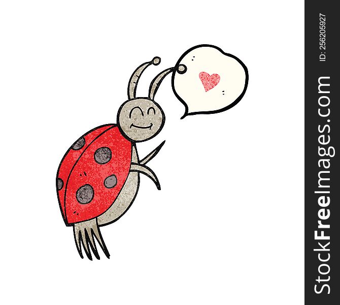freehand speech bubble textured cartoon ladybug