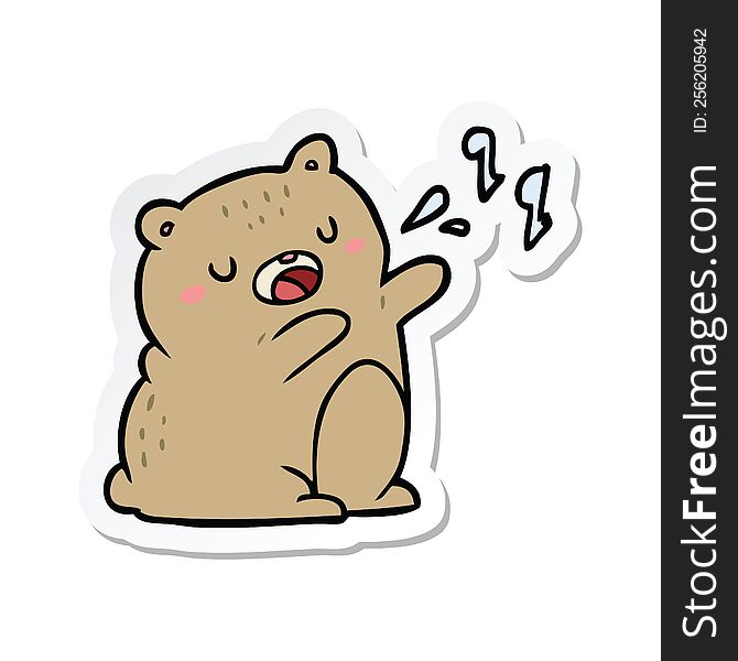 Sticker Of A Cartoon Singing Bear