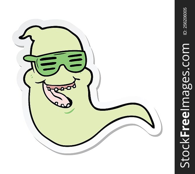 Sticker Of A Cartoon Cool Spooky Ghost