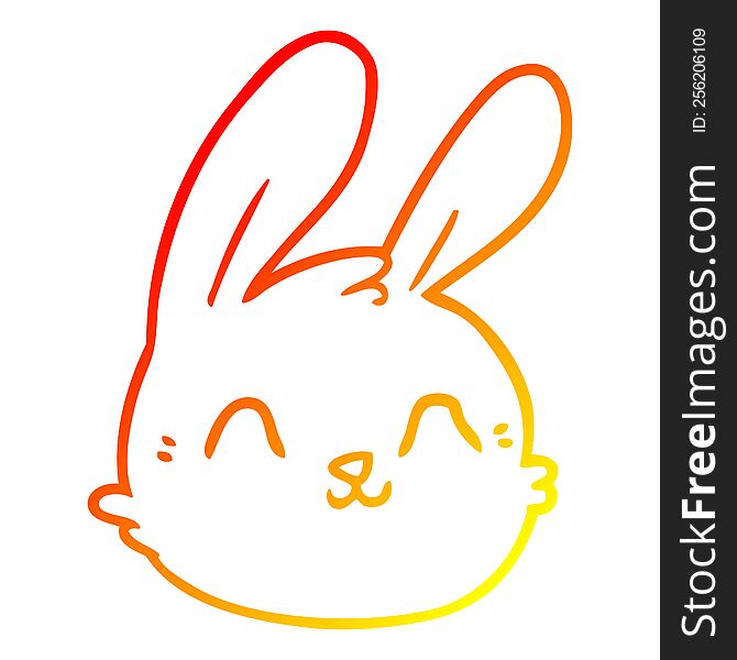 Warm Gradient Line Drawing Cartoon Rabbit Face