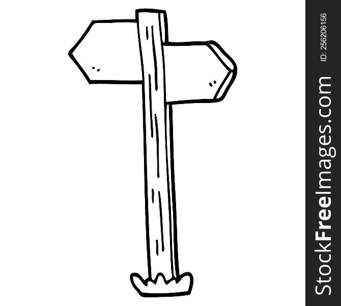 line drawing cartoon sign posts