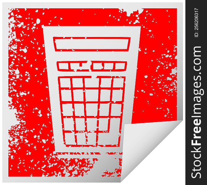 Quirky Distressed Square Peeling Sticker Symbol Calculator