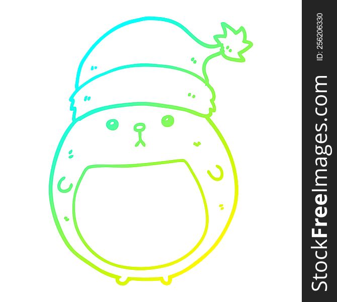 cold gradient line drawing cute cartoon christmas bear