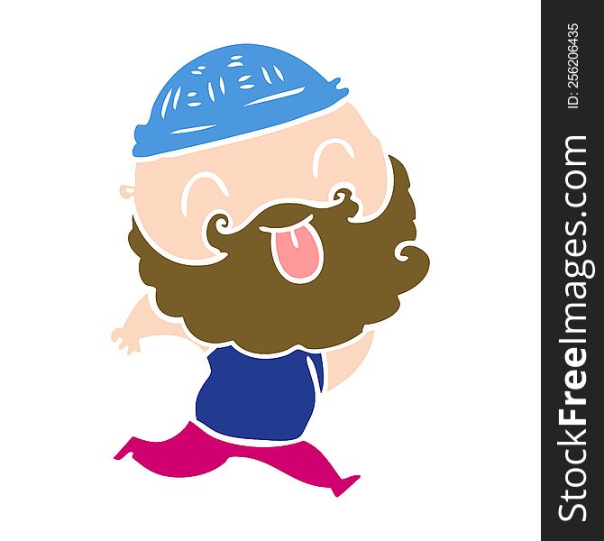 Running Man With Beard Sticking Out Tongue