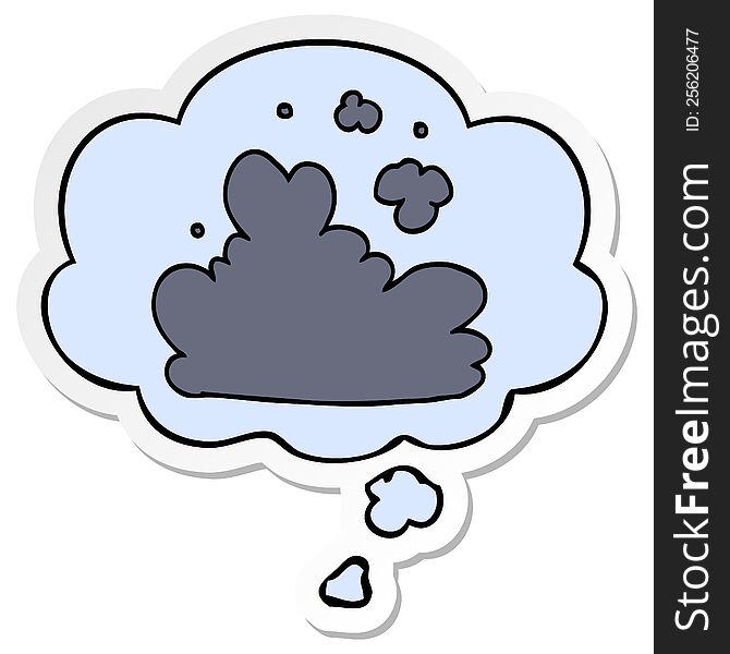 Cartoon Cloud And Thought Bubble As A Printed Sticker