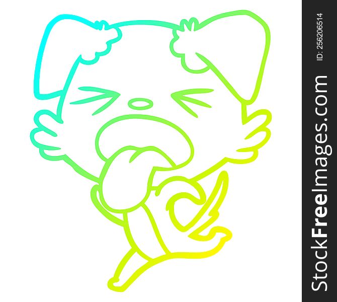 Cold Gradient Line Drawing Cartoon Running Dog