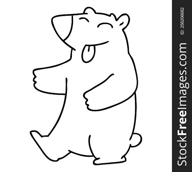 Quirky Line Drawing Cartoon Bear